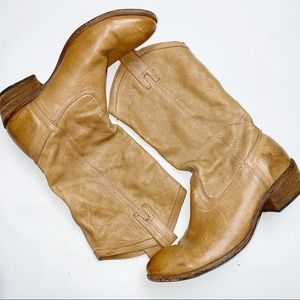 FRYE TAN LEATHER COWBOY BOOTS SZ 11